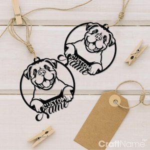 Benutzerdefinierte amerikanische Bulldogge Ornament Metall Wandkunst, Verzierung für Weihnachten Wohnkultur, personalisierte Hundeliebhaber Namensschild, Verzierung Wandbehänge