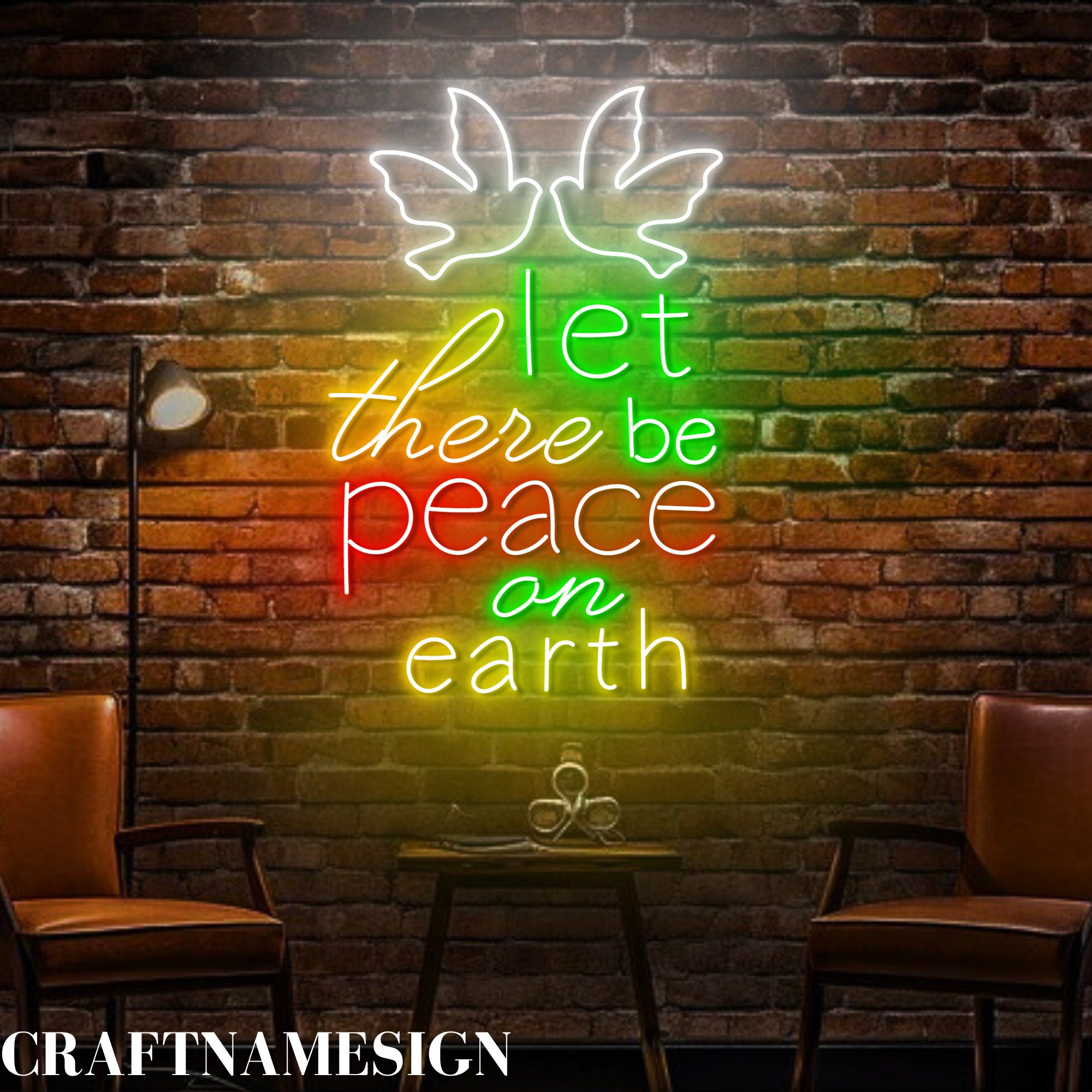 世界平和 PEACE ネオン管　インテリア 世界平和 PEACE ネオン管 インテリア