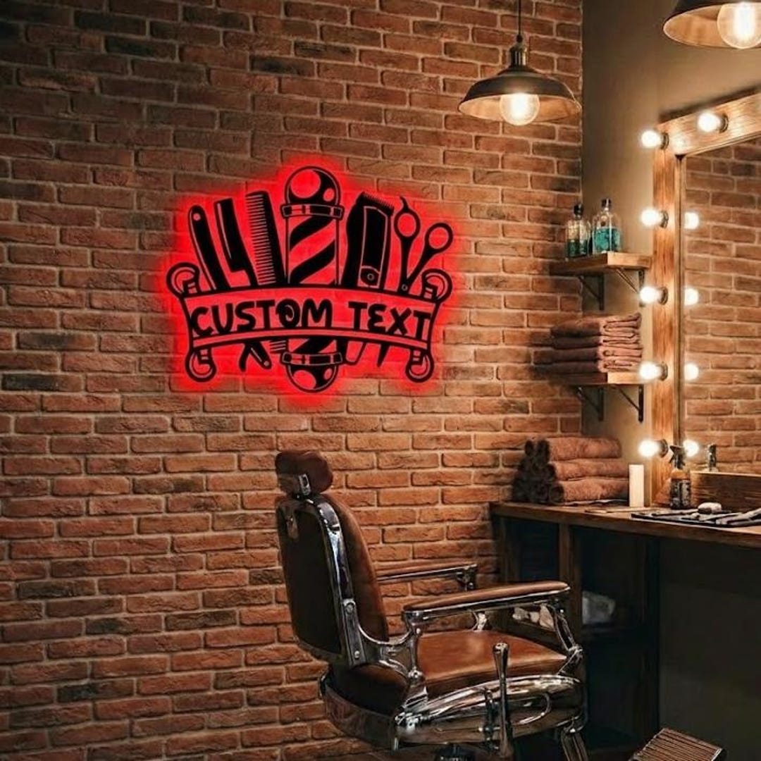 Personalized Barber Shop Metal Sign, Custom Hair Dresser Name Sign Home ...