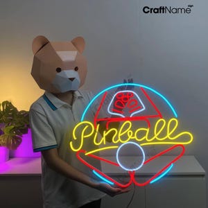 Pinball Neon Led Light, Pinball Game Led Sign for Game Room Wall Decor, Arcade Pinball Wall Art Led Light, Pinball Game Room Wall Art
