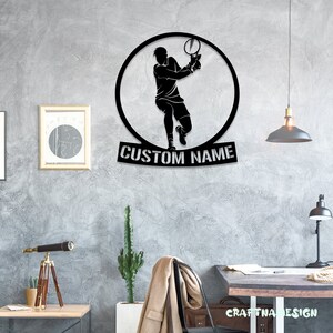 Tennis Racket Sign Custom Custom Tennis Racket Metal Wall Art LED Light - Personalized Tennis ...
