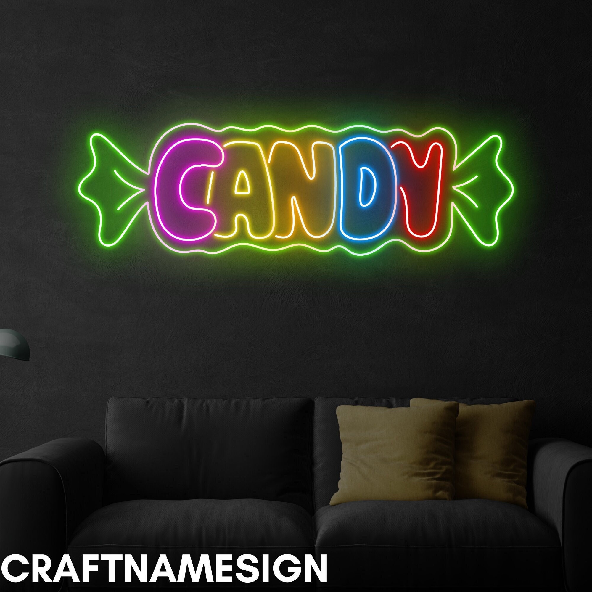 KANDYTOWN SIGN – Sign Few Colors Colorful Candy Neon Sign, Colorful Sweet Candy Led Sign