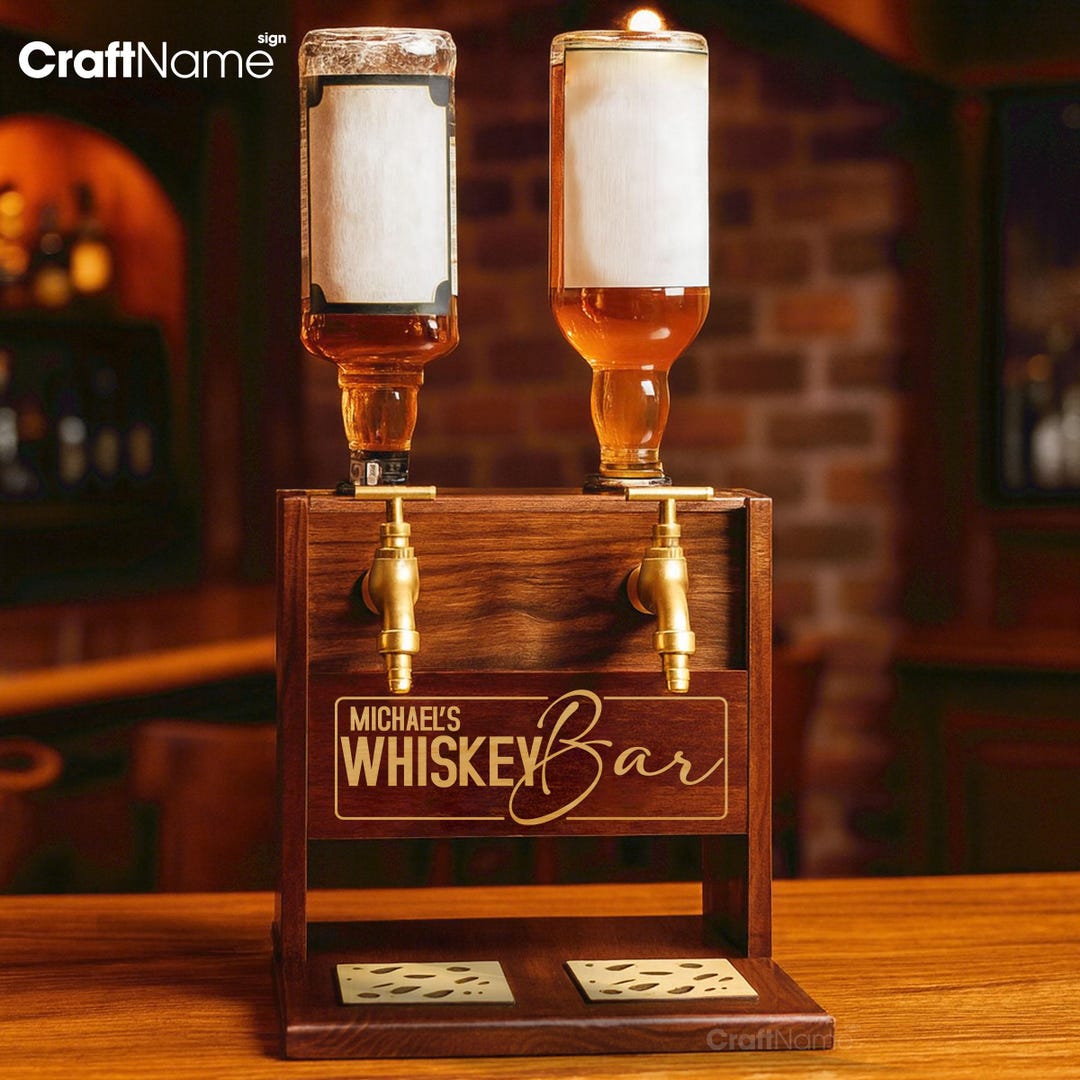 Custom Wooden Double Faucet Whiskey Dispenser for Home Bar Decor ...