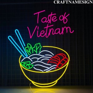Taste Of Vietnam Led Lights, Traditional Pho Neon Lights, Custom Neon Led Sign, Vietnamese Pho Restaurant Decor, Vietnamese Food Light