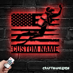 Custom Scuba Diving Metal Wall Art LED Light - Personalized Scuba Diver Name Sign Home Decor - Ideal for Home Decor & Gift