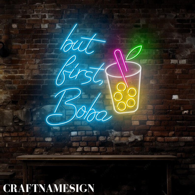 But First Boba Neon Sign, Boba Tea Led Sign, Custom Neon Sign, Milk Tea ...