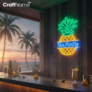 Custom Pineapple Led Sign, Pineapple Neon Sign, Custom Neon Sign, Bar Pub Wall Decor, Fruit Shop Led Light, Cocktail Bar Wall LED Art