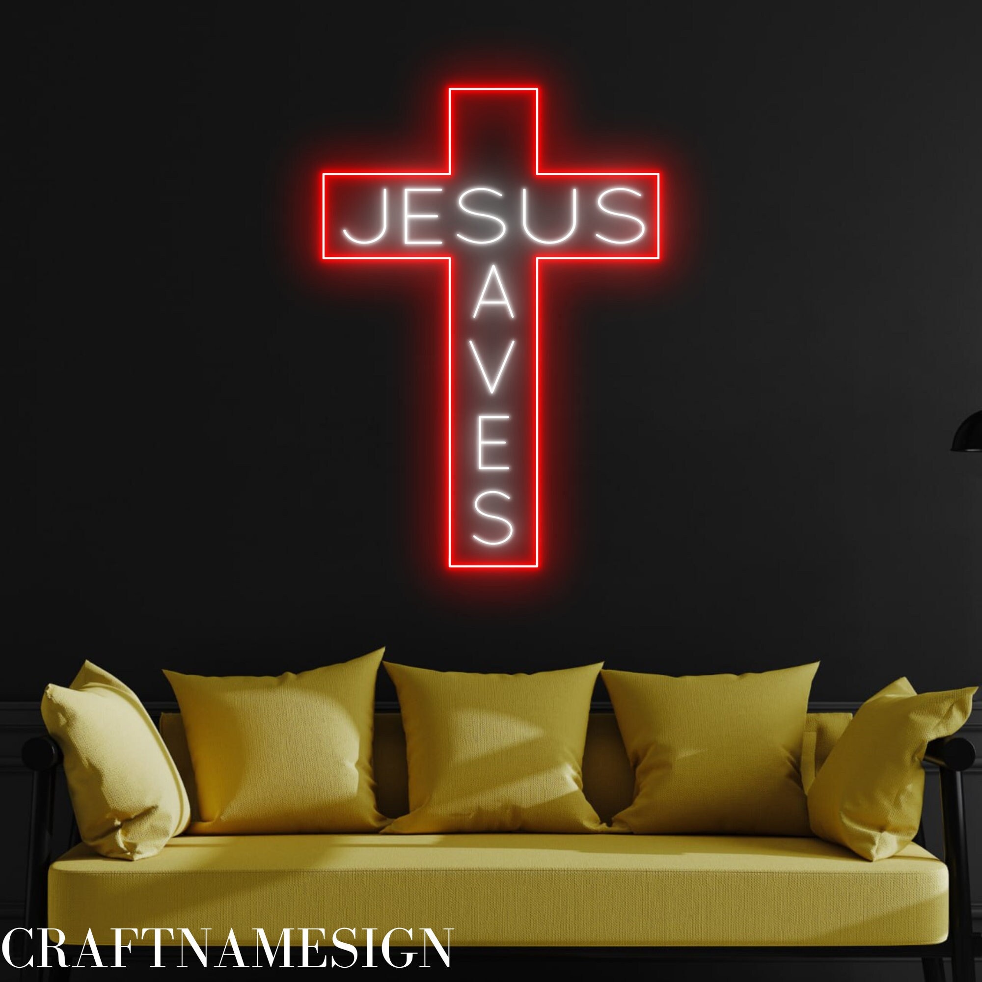 Jesus Saves Cross Neon Sign, Jesus Saves Led Sign, Custom Neon