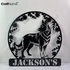 Personalized Belgian Sheepdog Dog Metal Wall Art LED Light, Custom Sheepdog Dog Lover Name Sign Home Decor, Ideal for Home Decor & Gift