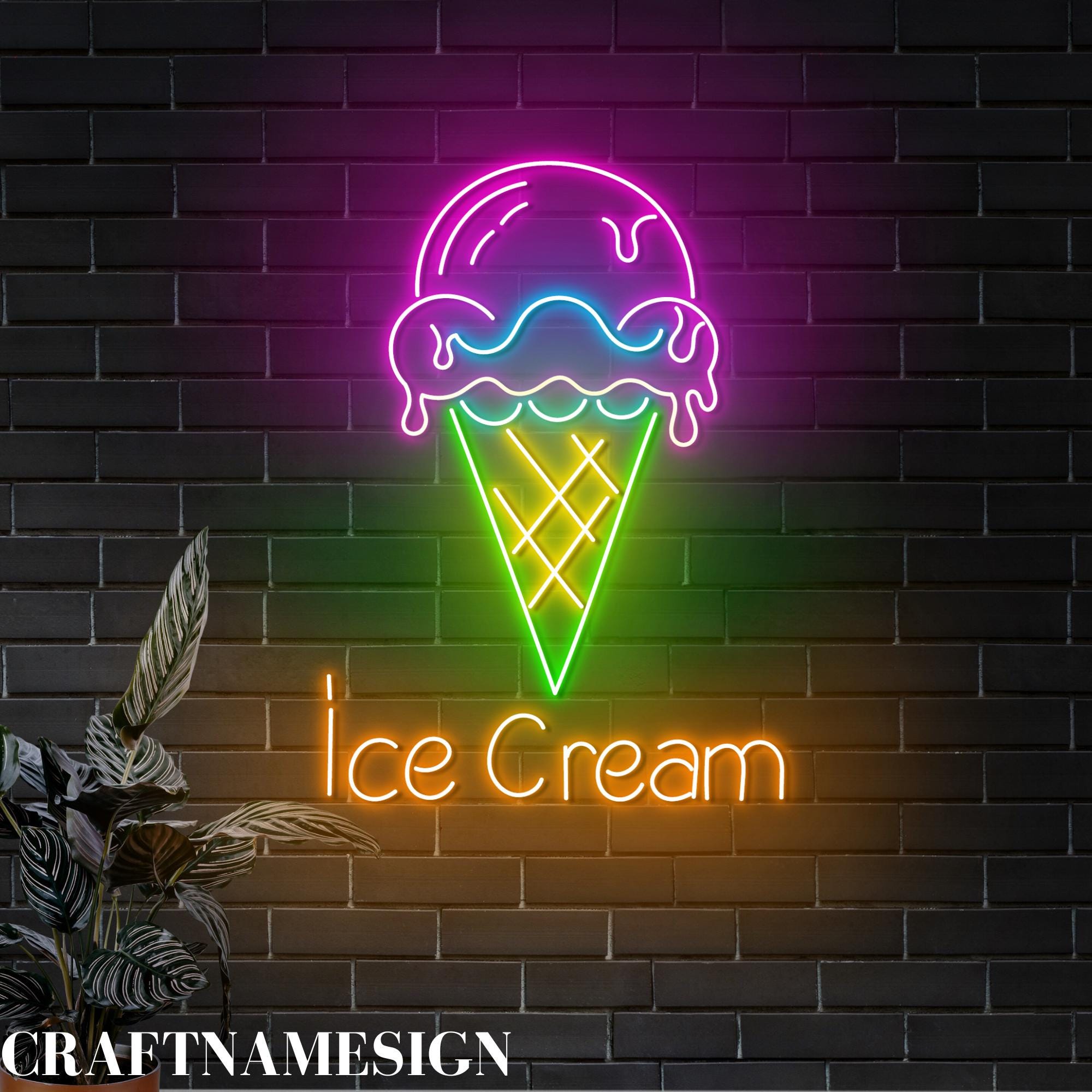 Ice Cream Led Sign, Ice Cream Shop Signboard Neon Sign, Custom