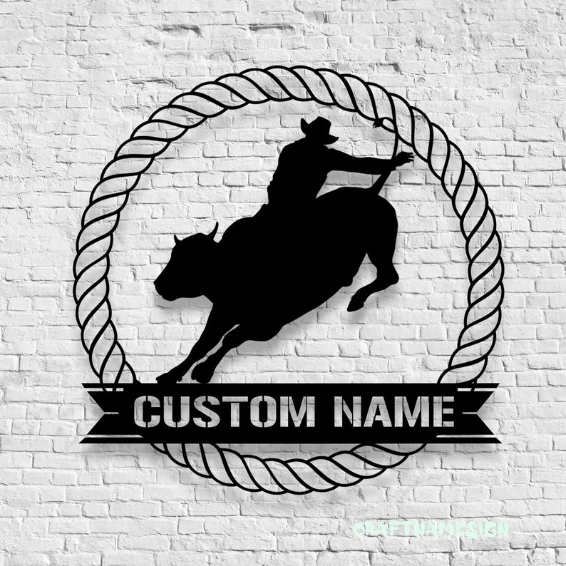 Custom Bull Rider Metal Wall Art LED Light | Personalized Rodeo Name ...