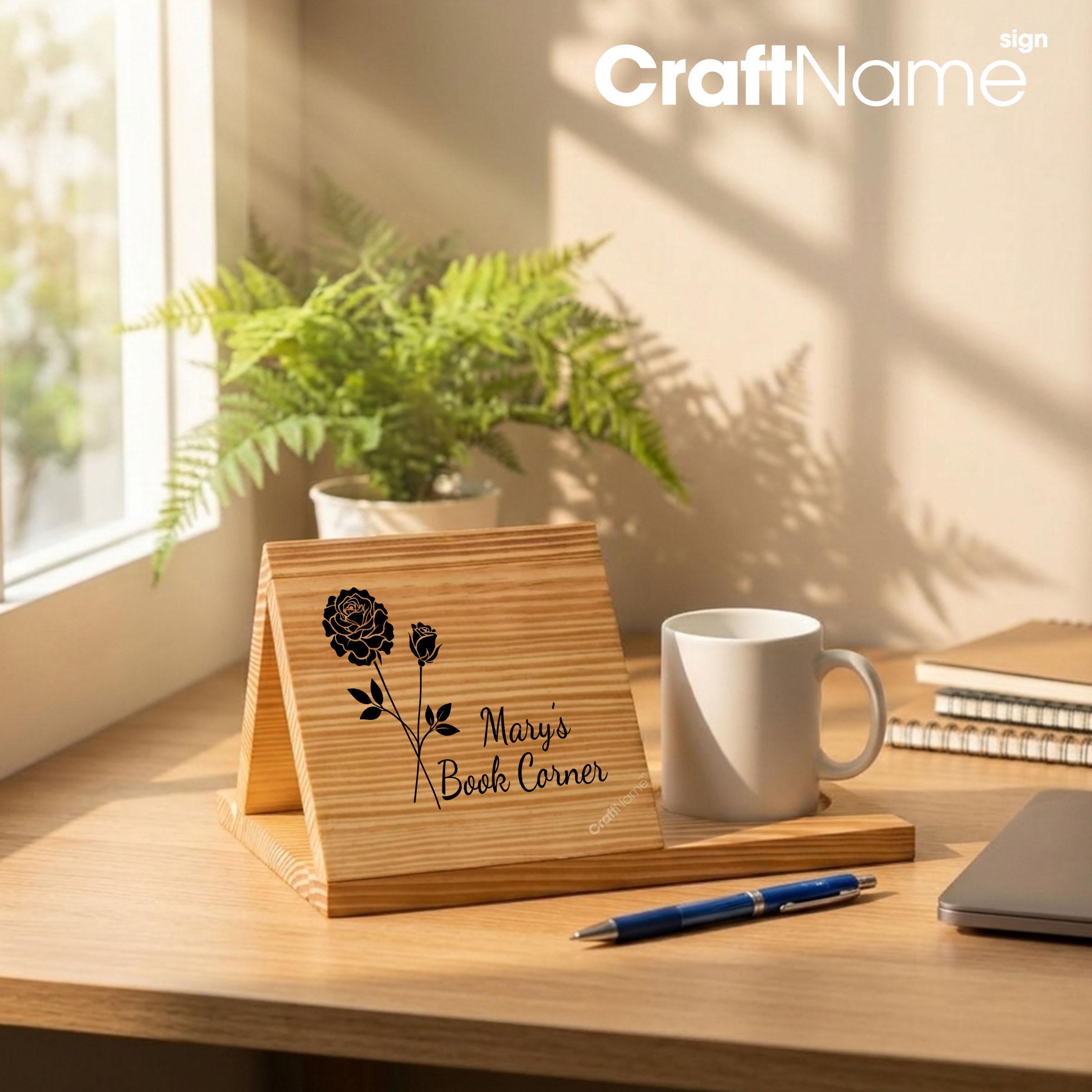 Personalized Wooden Book Holder, Custom Book Stand for Home Library or ...