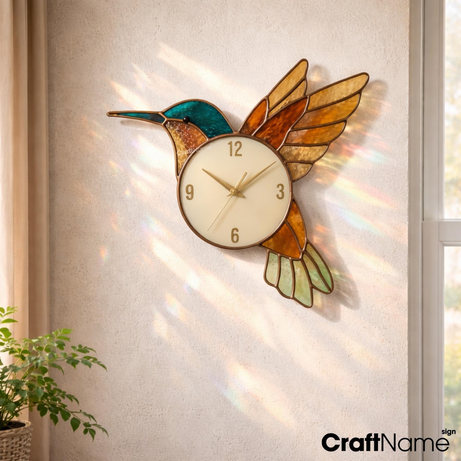 Colorful Hummingbird Stained Glass Wall Clock for Garden Decor - Etsy
