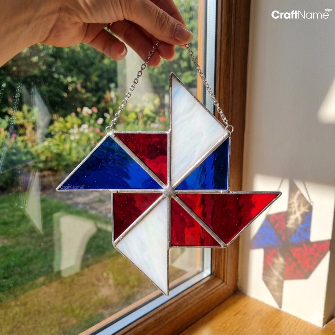 Stained Glass Pinwheel Decor, 250th Anniversary USA Gift, July 4th ...