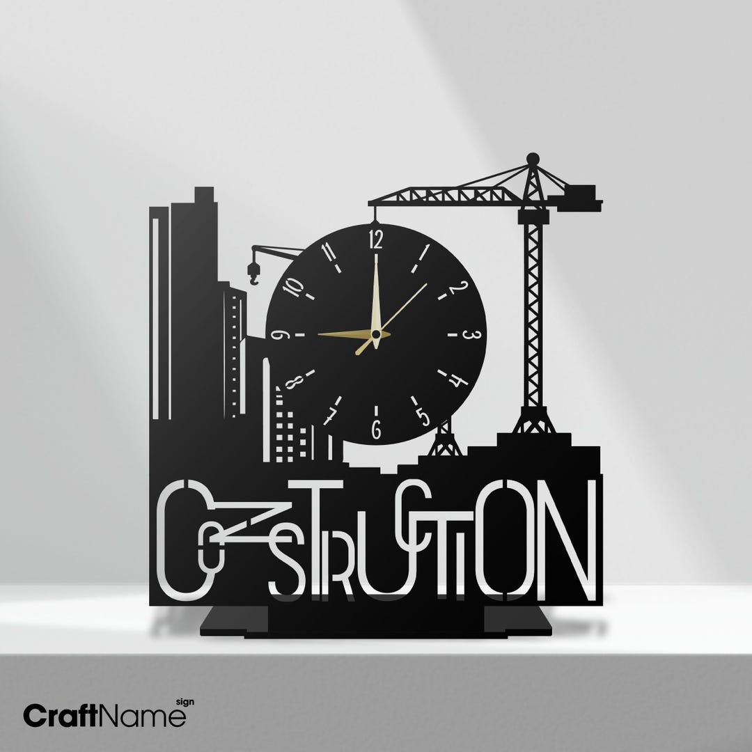 Construction Workers Metal Clock for Desk, Personalized Constructor ...