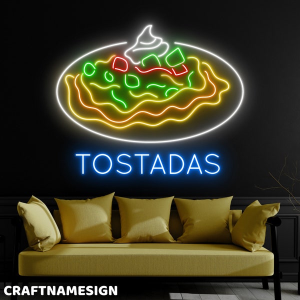 Tostadas Led Sign, Open Tostadas Neon Sign, Custom Neon Sign, Mexican Tostada Restaurant Light, Mexican Food Store Decor, Tostada Lover Gift