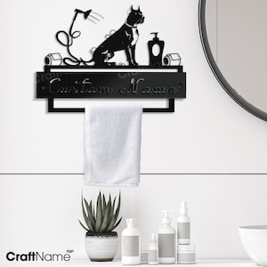 Portasciugamani in metallo personalizzato a forma di Alano per decorazioni da parete, portasciugamani da bagno, porta carta igienica, portasciugamani, cartello per appendere asciugamani