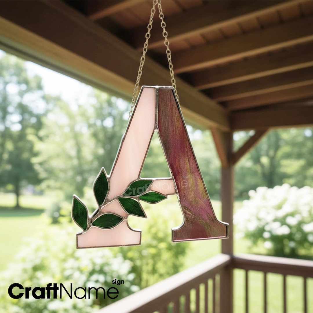 Personalized Letter Stained Glass Patterns, Initial Hanging Suncatcher Ornament for Front Door or Home Decoration, Alphabet Gift for Her