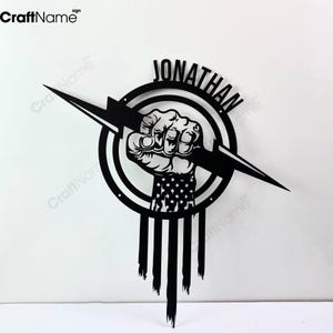 Custom Electrician Lightning Metal Wall Art LED Light, Personalized Lineman Name Sign Home Decor, Electrical Engineer Gifts