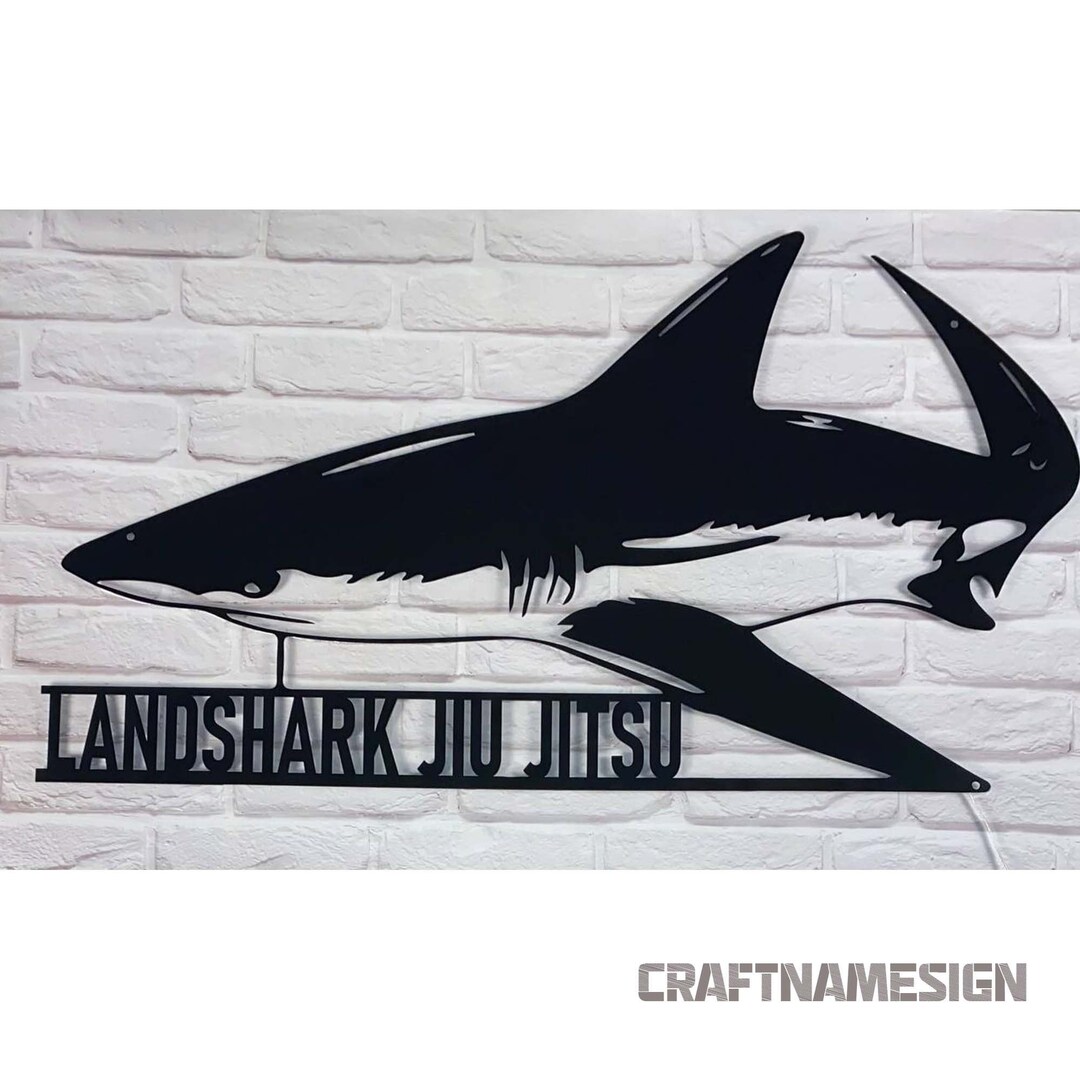 Custom Great White Shark Metal Wall Art Led Light Personalized Shark