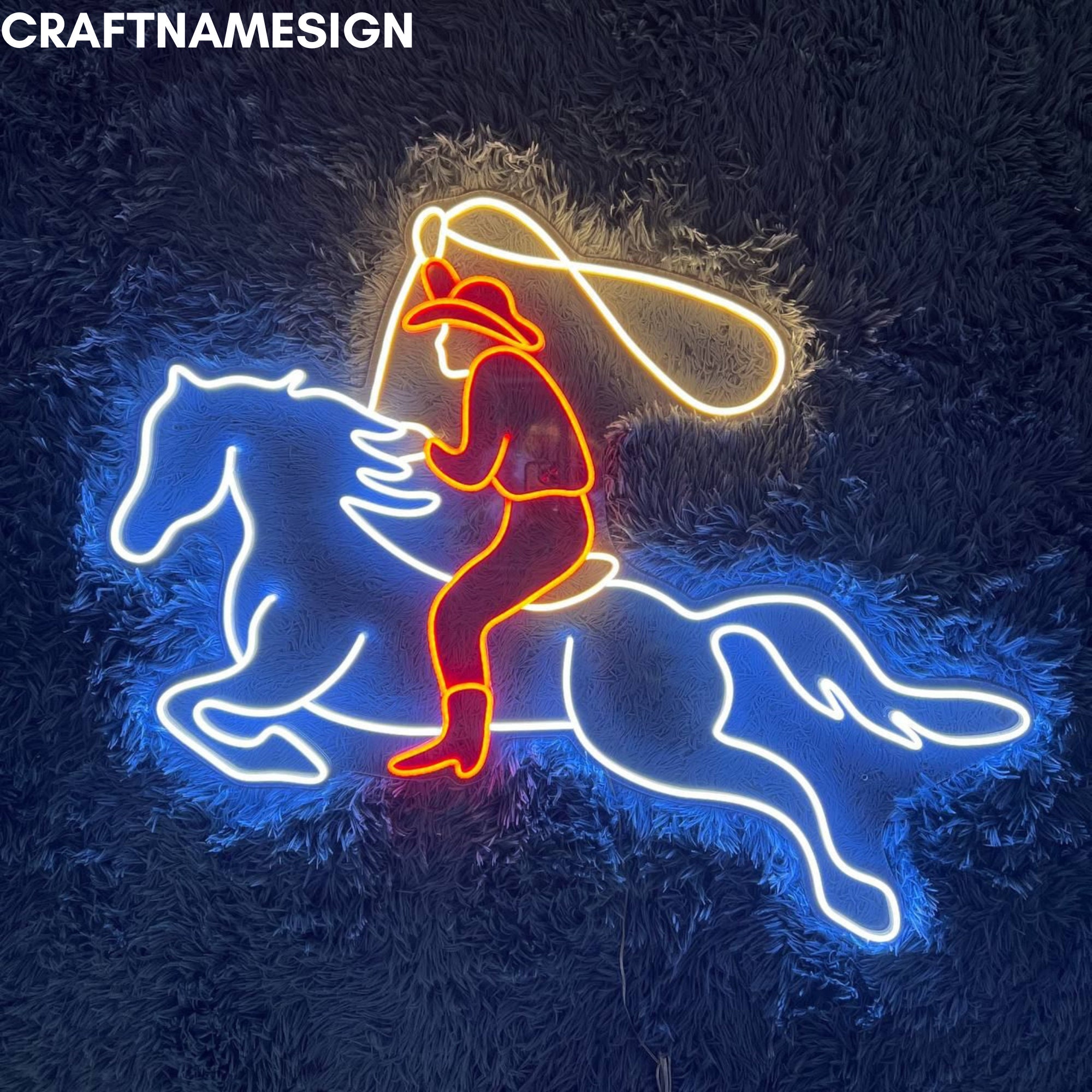 Horse Neon Sign For Wall - LED Horseshoe Light For Kentucky Derby, Bar, Man Cave Decor