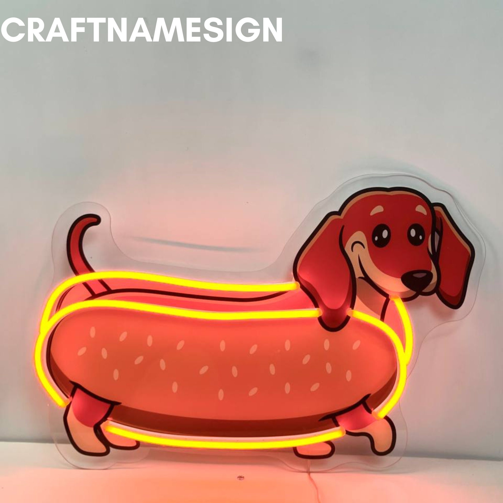 Dachshund Hot Dog Neon Acrylic Print Sign, Dachshund Hot Dog Led Light ...