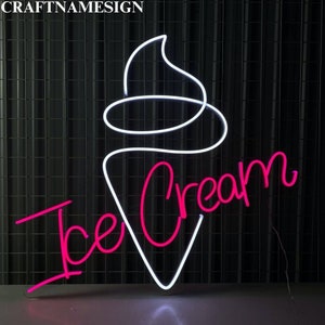 Ice Cream Led Light Up For Store Decor, Ice Cream Dessert Neon Signs, Custom Neon Led Sign, Gelato Ice Pop Shop And Kitchen Decoration