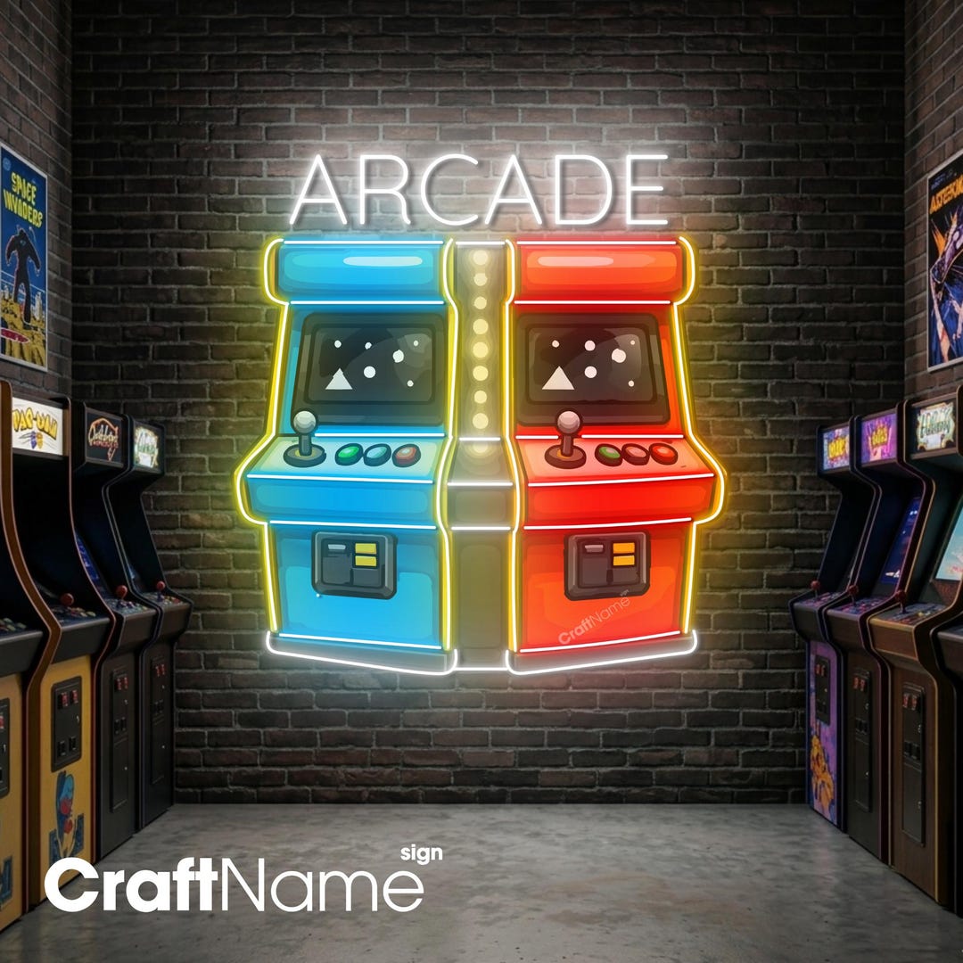 Arcade Machine Neon Sign, LED Wall Light for Game Room or Arcade Bar ...