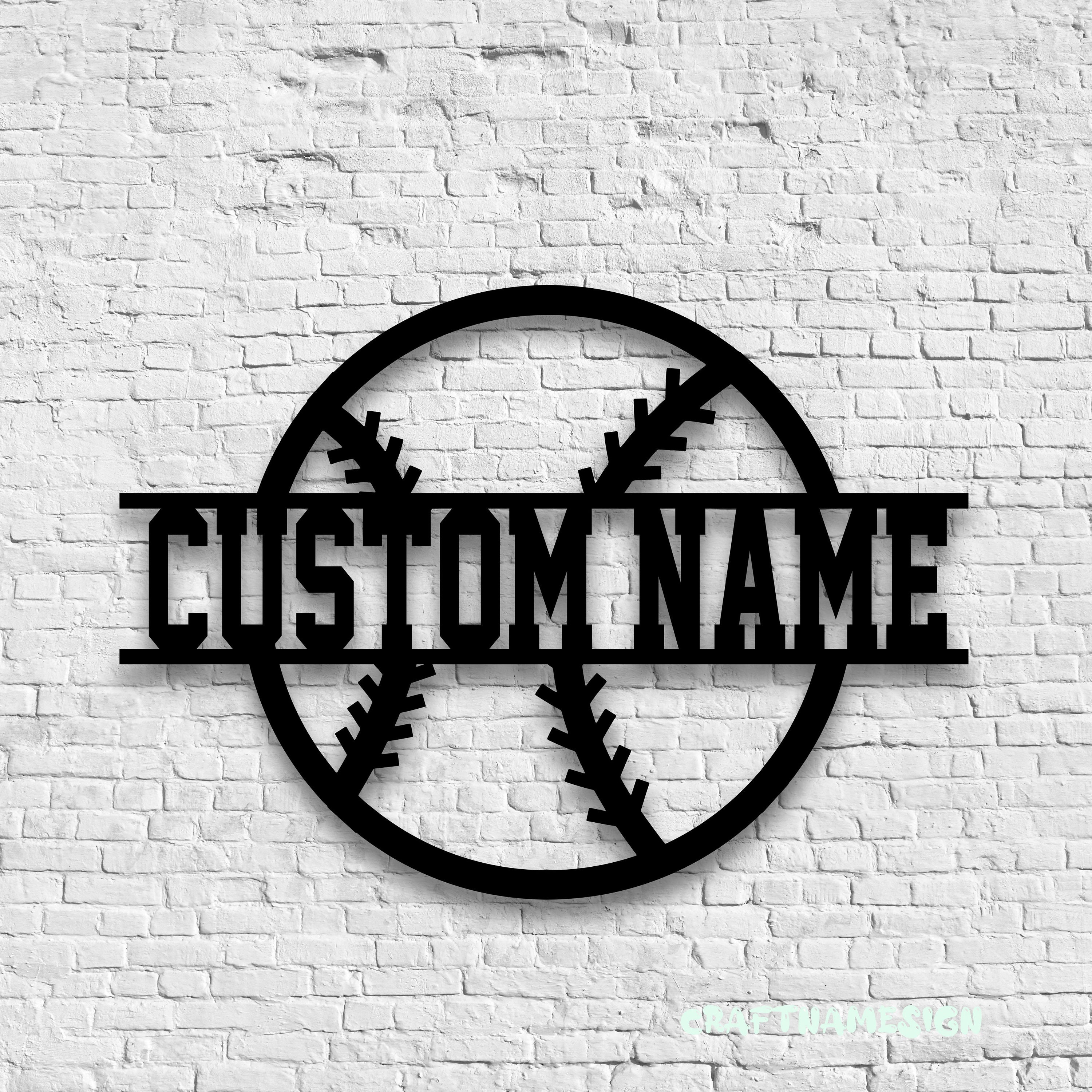 Custom Baseball Us Flag Metal Wall Art Led Light Personalized Softball ...