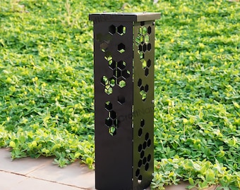Outdoor Garden Column Metal Yard Decor, Garden Pillar Metal Garden Art, Bee Hive Design, Custom Garden Furniture