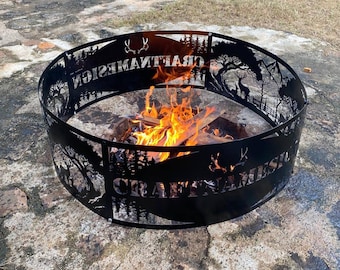 Custom Metal Fire Pit, Personalized Deers Design Fire Ring, Camping Camp Bachelorette Decor, Metal Gift for Nature Lovers