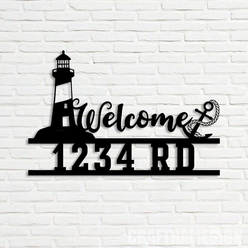 Cursive Lighthouse Custom Lighthouse Anchor Metal Wall Art LED Light, Personalized ...