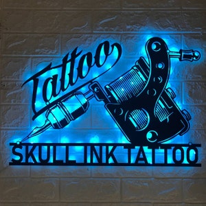 Custom Tattoo Artist Metal Wall Art LED Light - Personalized Ink Studio Name Sign Home Decor - Metal Sign - Ideal for Home Decor & Gift