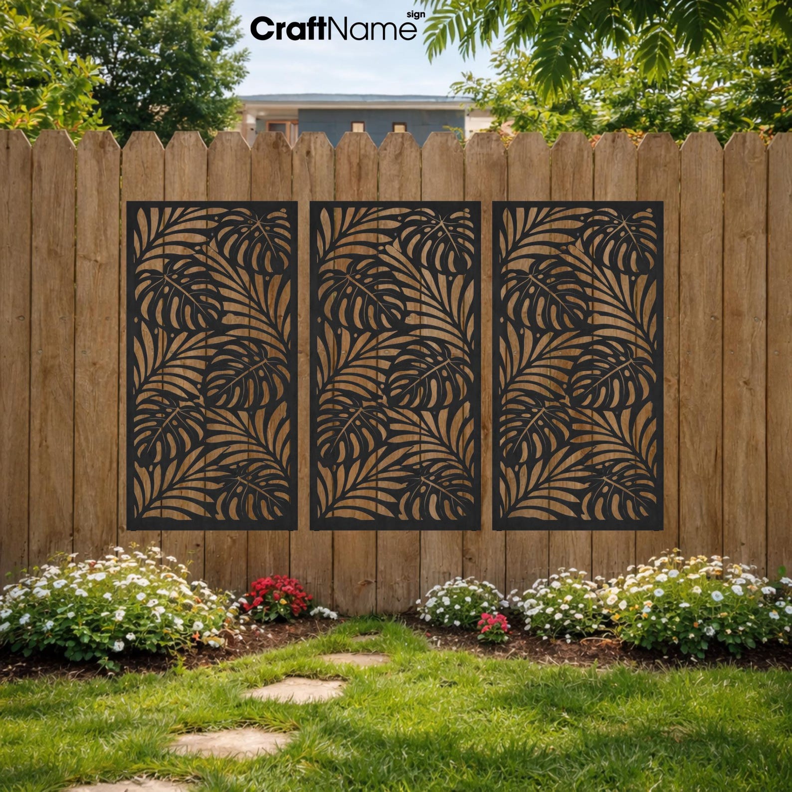Tropical Leaf Metal Fence Art Panels – Monstera Outdoor Garden Wall Art ...