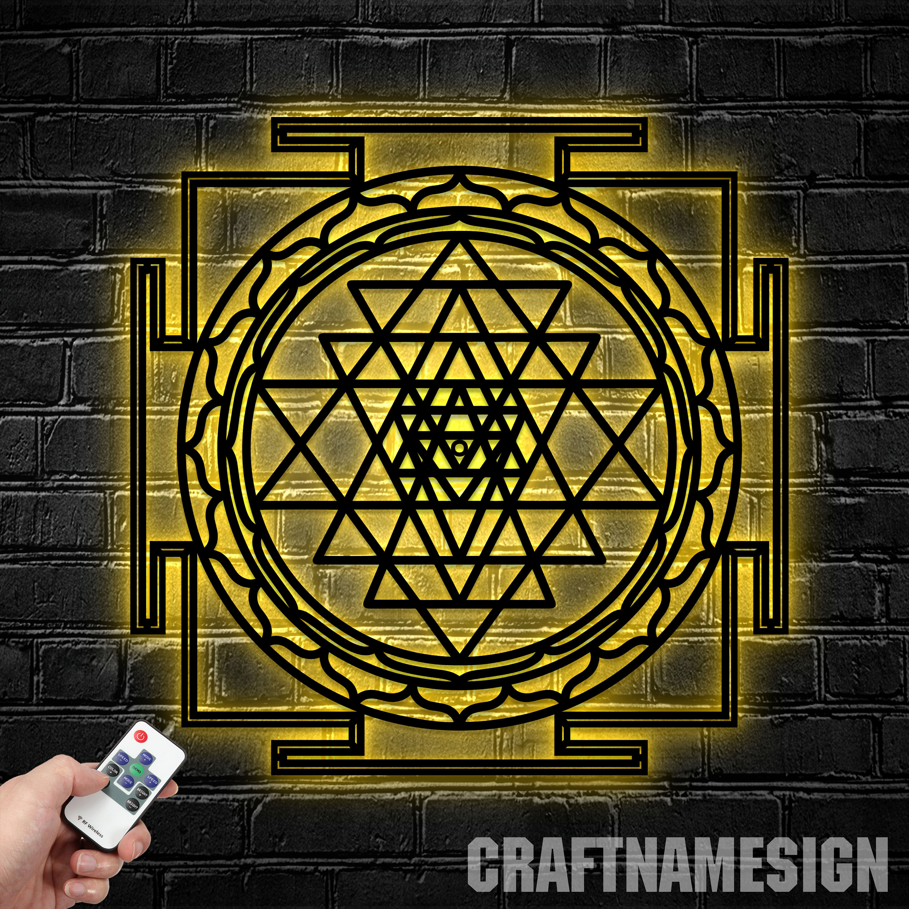 Zen Meditation Decor Sri Yantra Metal Wall Art - Sacred Geometry ...