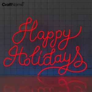 Happy Holidays Neon Sign, Happy Holidays Led Sign For Christmas Decor, Custom Neon Sign, Happy New Year Party Wall Art, Christmas Party Sign