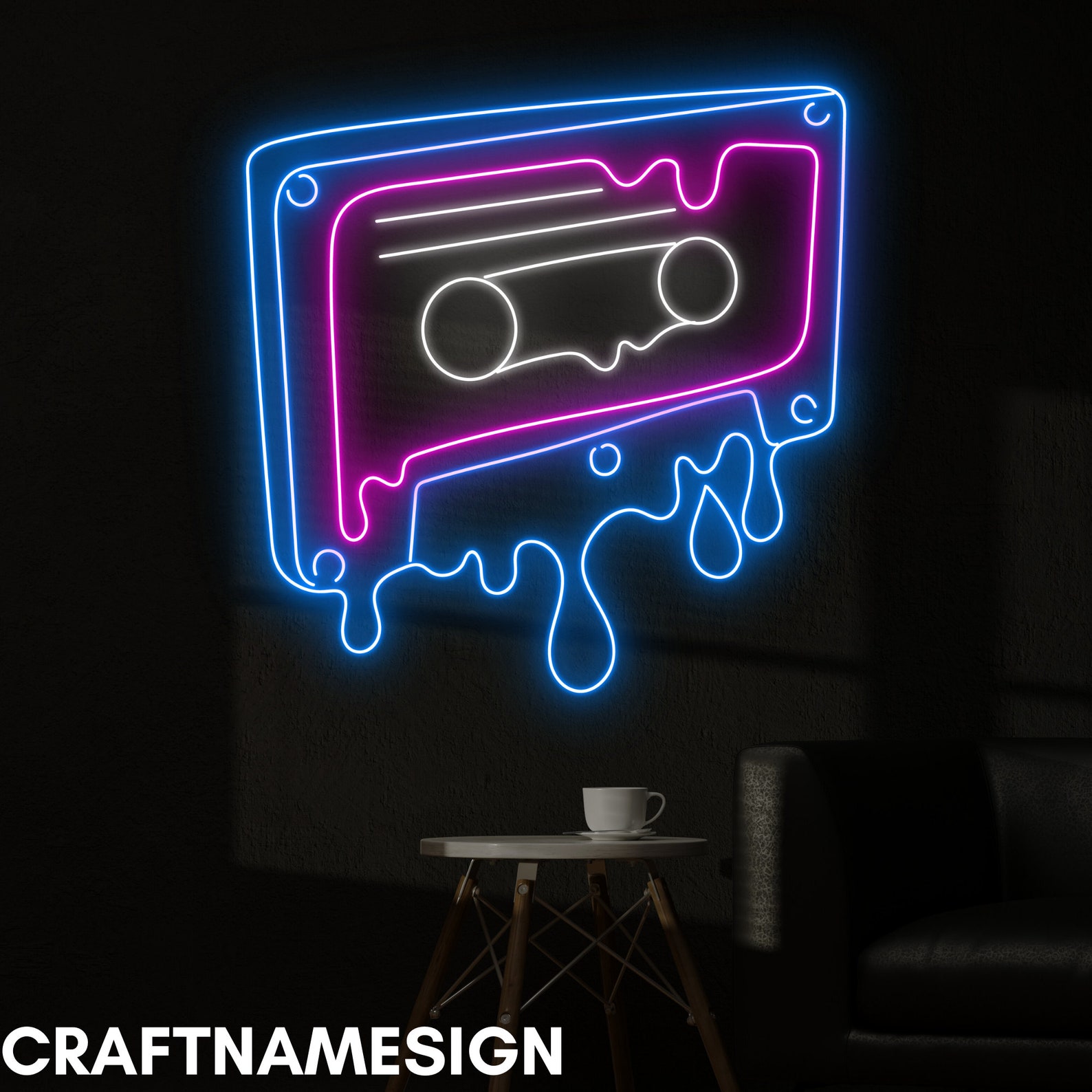 Dripping Cassette Tape Neon Sign, Cassette Tape Led Sign, Custom Neon ...