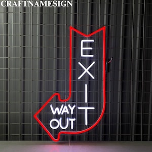 Exit Way Out Neon Sign, Exit Way Led Sign, Custom Neon Light, Store Shop Wall Art, Direction Exit Restaurant Wall Decor, Exit Wall Hangings