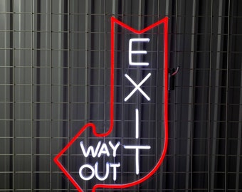 Exit Way Out Neon Sign, Exit Way Led Sign, Custom Neon Light, Store Shop Wall Art, Direction Exit Restaurant Wall Decor, Exit Wall Hangings