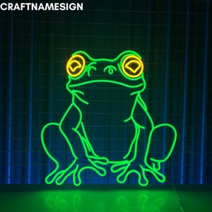 Cute Frog Sitting Led Sign, Frog Animal Neon Light, Custom Neon Sign, Gifts For Kids, Kids Room Decor, Frog Lover Gifts, Bedroom Wall Art