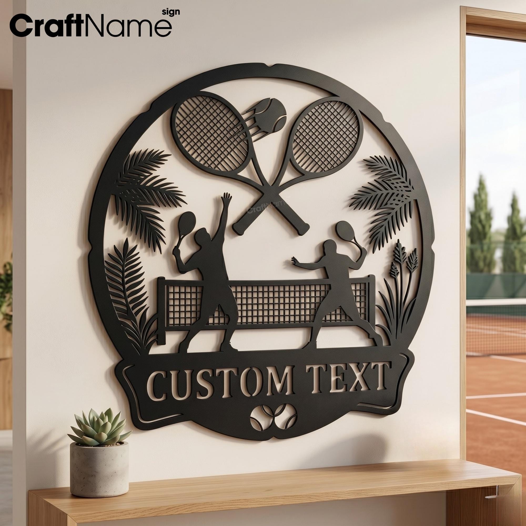 Tennis Racket Sign Custom Tennis Metal Wall Art LED Light, Custom Racket Sign, Outdoor Patio ...