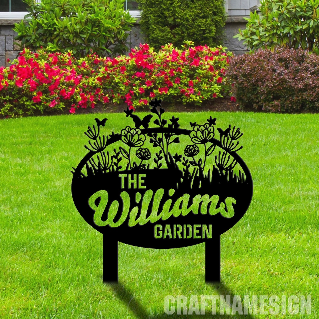 Custom Metal Garden Sign With Stakes, Garden Stake Sign Personalized