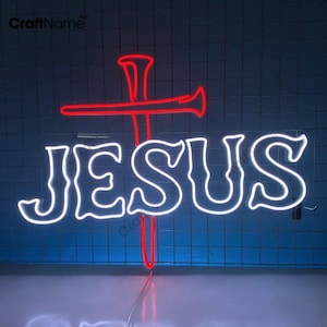 Jesus Cross Christ Neon Sign, Jesus Cross Led Sign, Custom Neon Sign, Christian Wall Decor, Religious Gifts, Christmas Holidays Wall Art