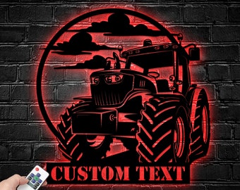 Custom Traktor Fahrer Metall Wand Kunst LED Licht Personalisierte Bauernhof Traktor Name Zeichen Wohnkultur Bauernhof LKW Dekoration Geburtstag Weihnachtsgeschenke