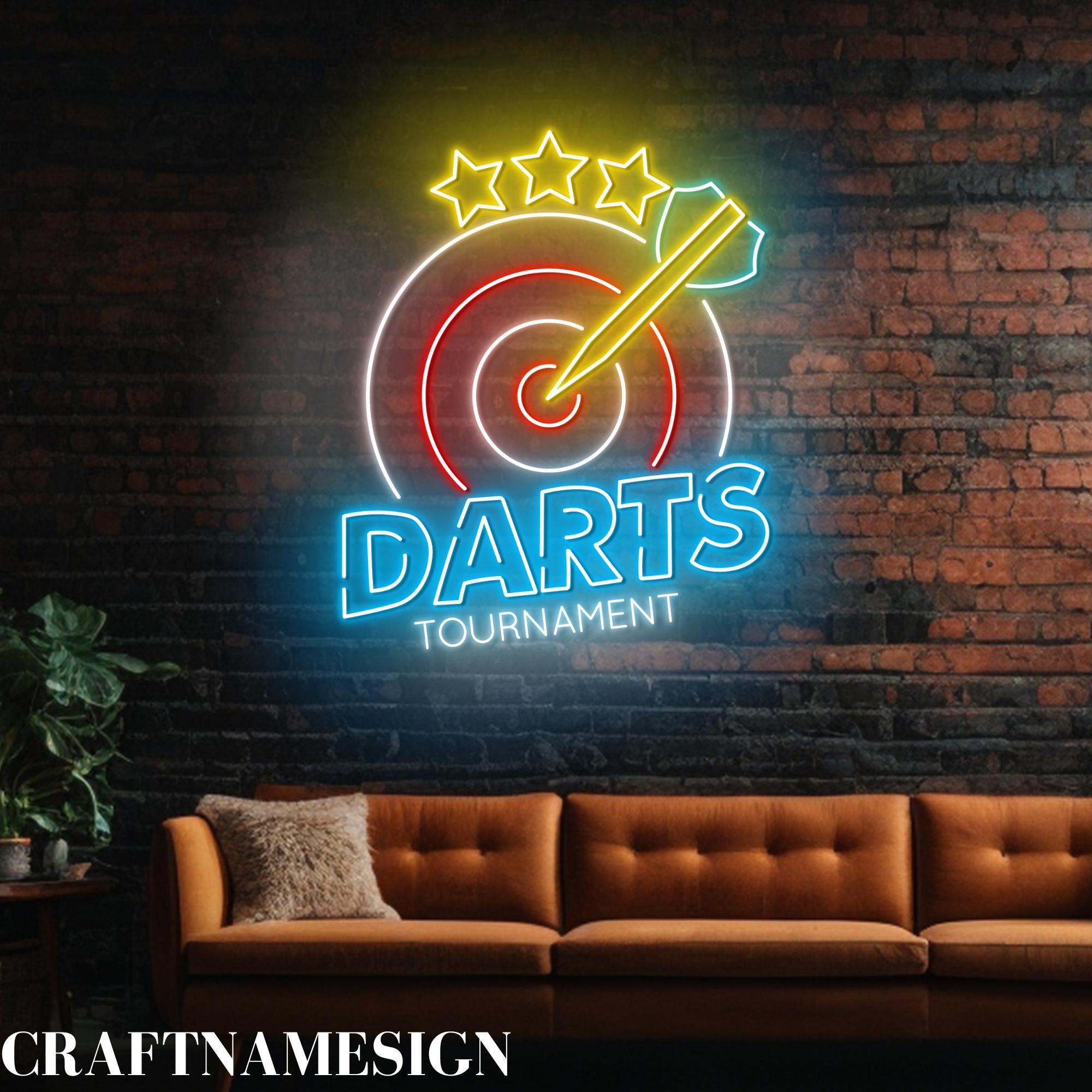 Darts Tournament Neon Wall Art Led Light, Custom Neon Sign, Dart