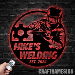 Custom Open Welding Shop Logo Metal Sign, Welding Led Sign, Personalized Welder Name Metal Sign, Gifts For Welding Store, Gift For Dad