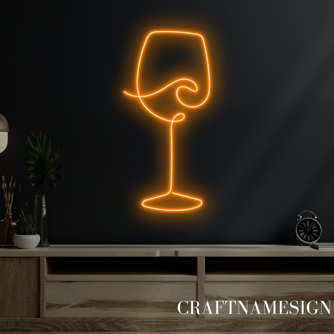 Wine Glass Line Led Sign, Wine Glass Neon Sign, Custom Neon Sign, Wine Bar Pub Wall Decor, Wine