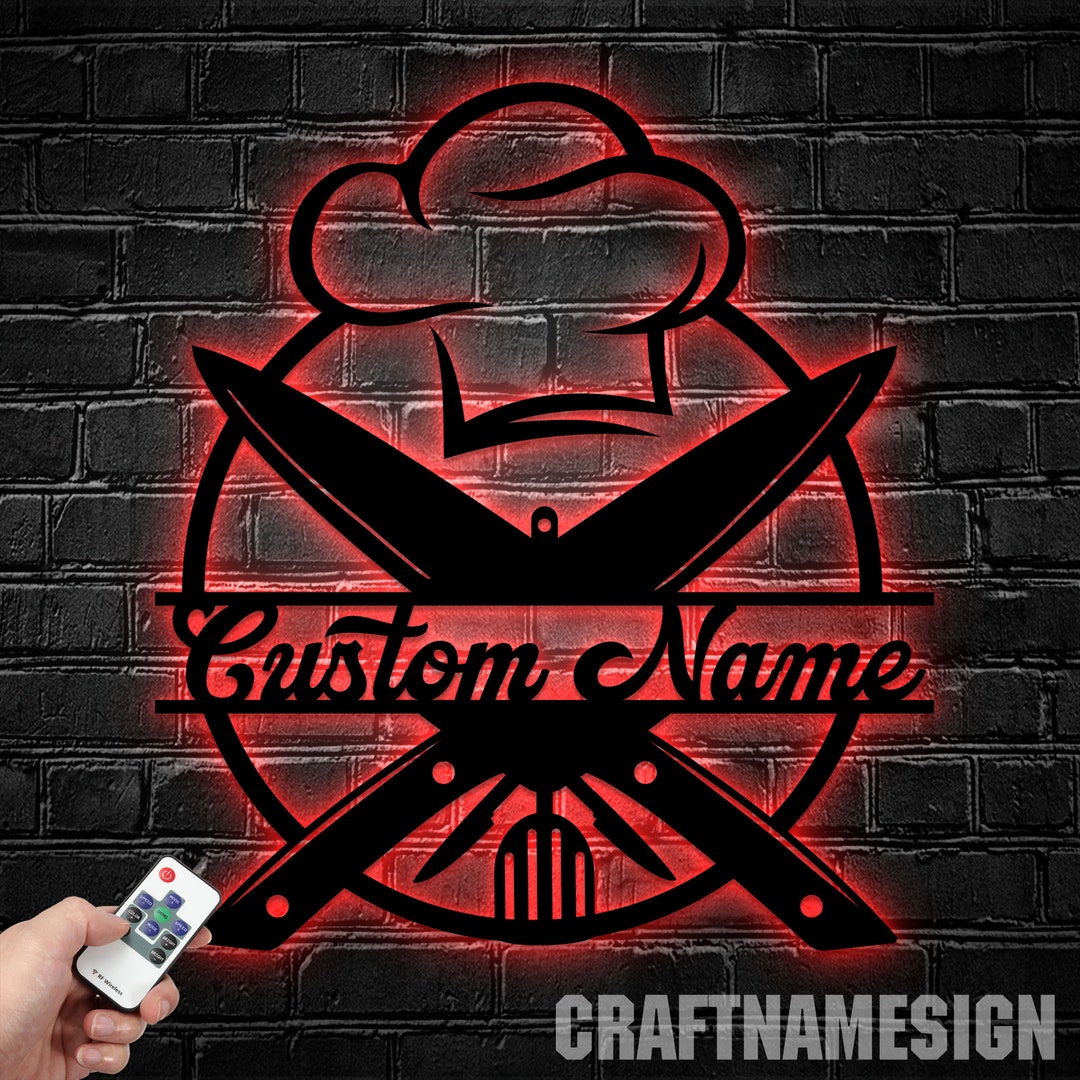 Personalized Chef Hat Metal Sign Wall Art, Kitchen Metal Wall Deco ...