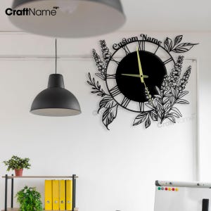 Lavender Metal Wall Clock, Wall Clock Unique for Home Decor and Wall Arts, Personalized Modern Flower Wall Clock, Lavender Lover Gifts
