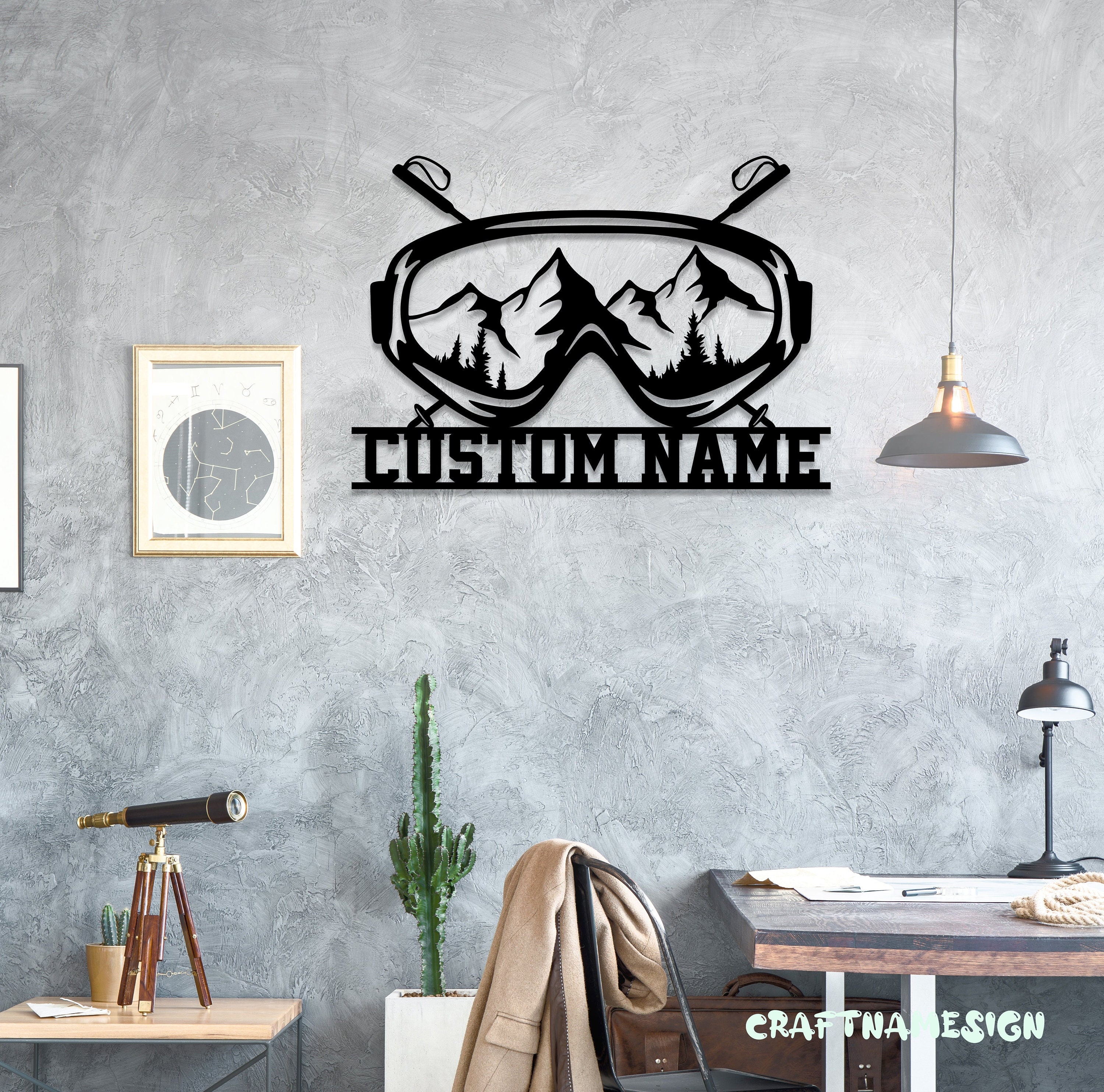 Custom Snowboarding Metal Wall Art LED Light - Personalized Mountain ...